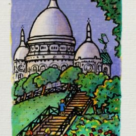 Au jardin du Sacre Coeur | Aquarelle | 8x16