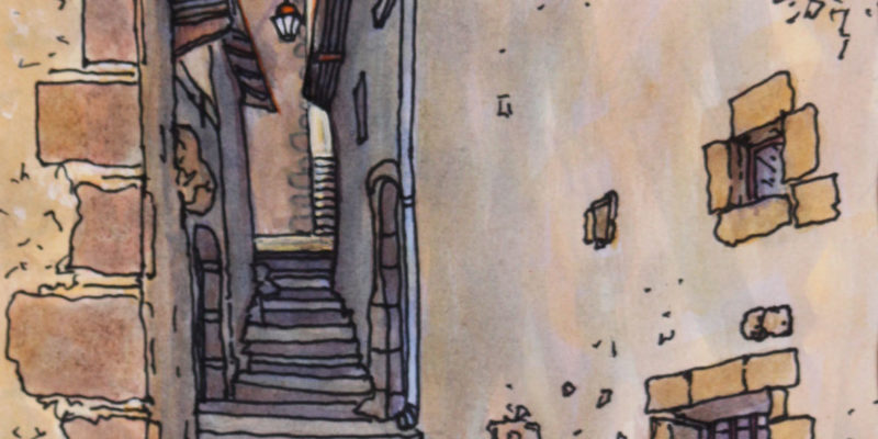 Les murs silencieux | Aquarelle | 20x30